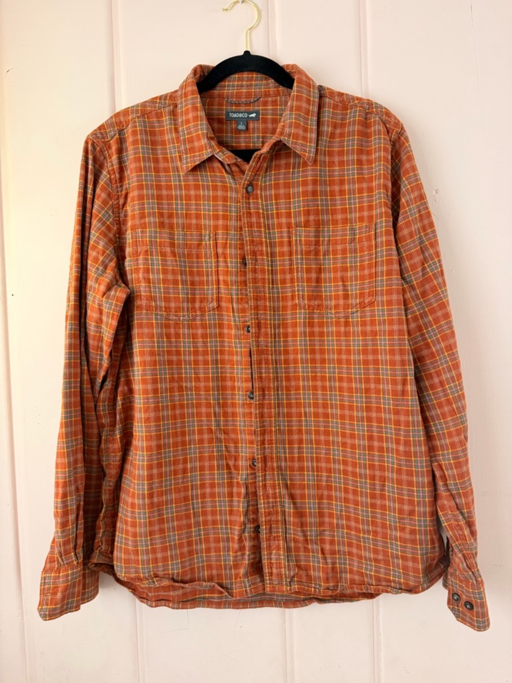 Toad&Co Orange Plaid Button-Down Shirt SzLarge